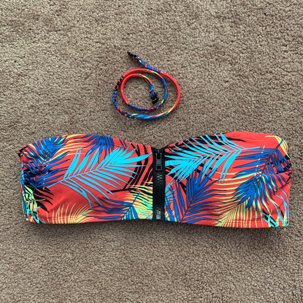 Forever 21 Bandeau Tropical Print Bikini Top